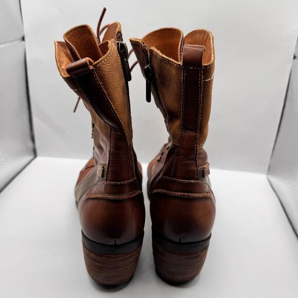 Pikolinos Leather Lace-Up Ankle Boots EU 38 (US 7.5) Brown Side Zip Lug Sole - Picture 5 of 10